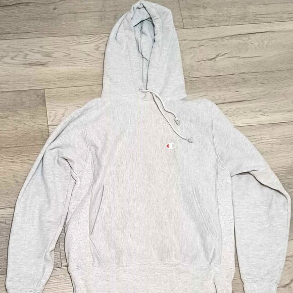 Men's Champion White Reverse Weave Small Hoodie Inside Fleece - Picture 1 of 6